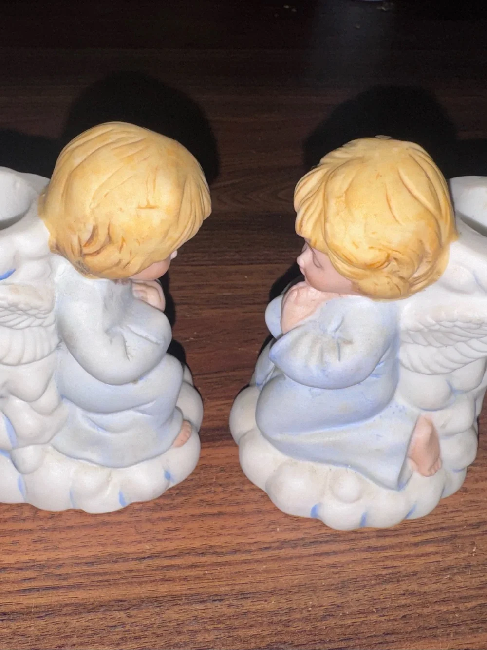 Vintage Cherub Angel Candle Holders Set of 2 | Ceramic Praying Angels